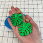 Big Monstera Mirror Acrylic Earrings