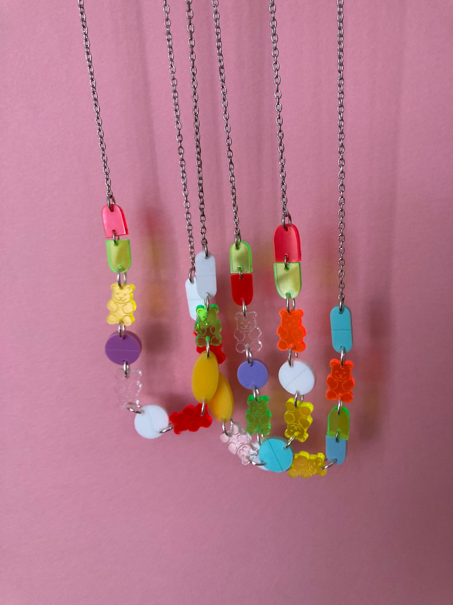 Mini Candy Pill Acrylic Necklaces