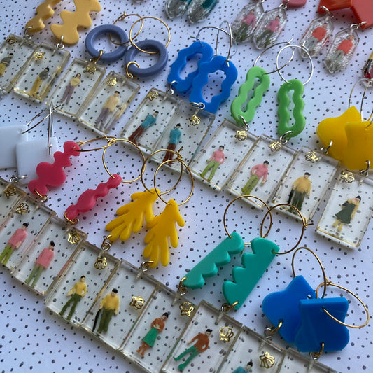 Tiny Happy People Resin Hoop Earrings