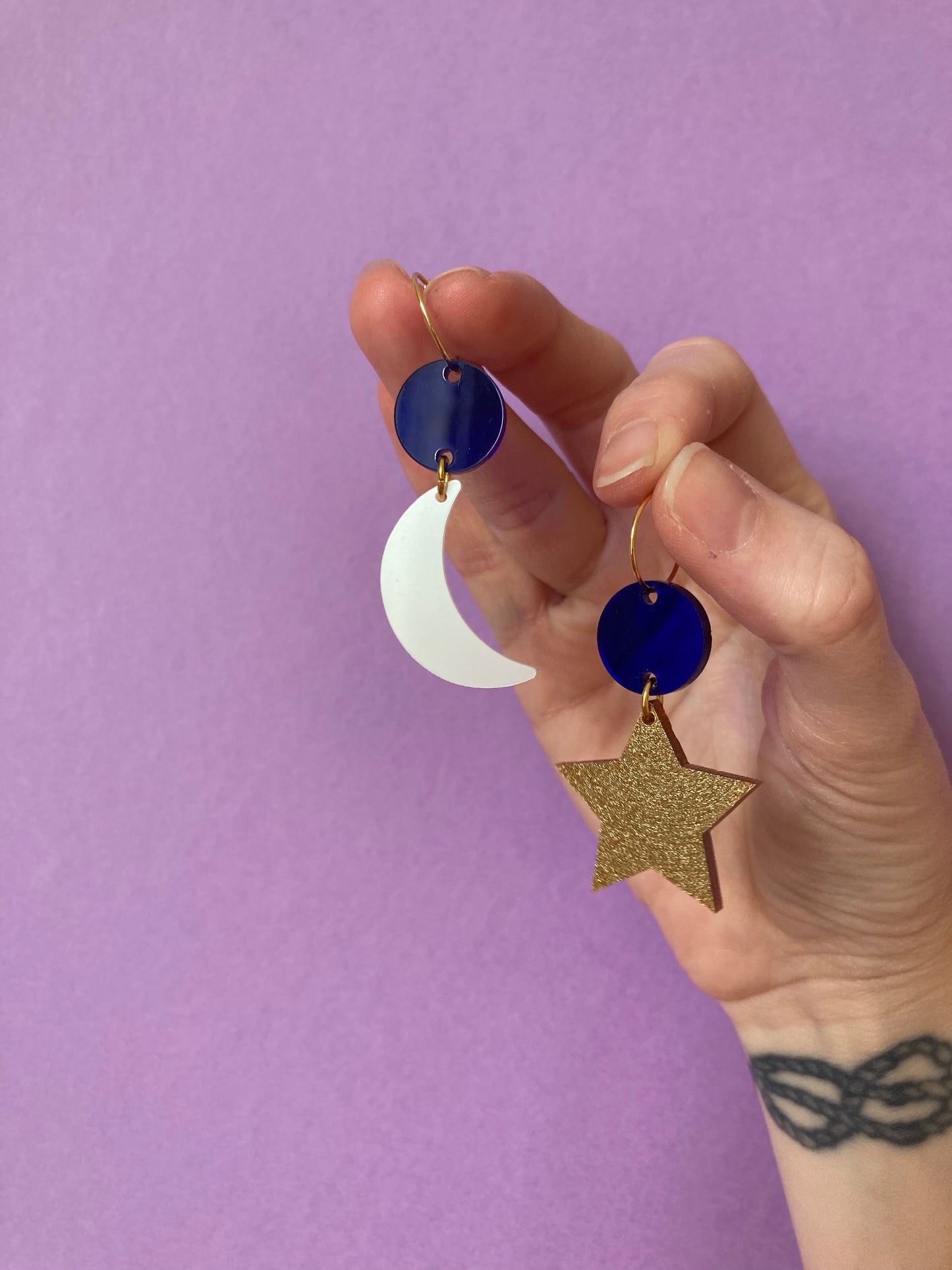 Moon & Star Acrylic Hoop Earrings