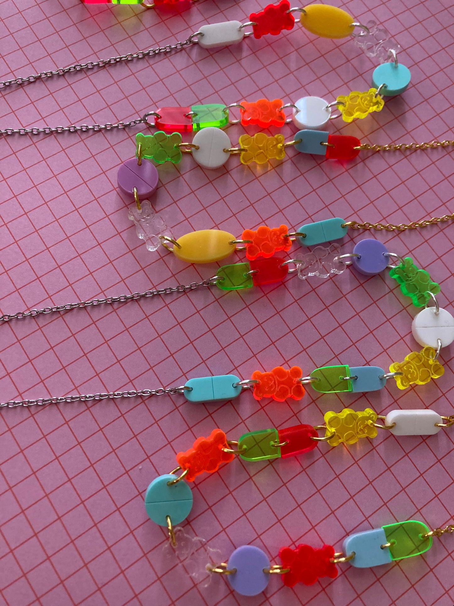 Mini Candy Pill Acrylic Necklaces