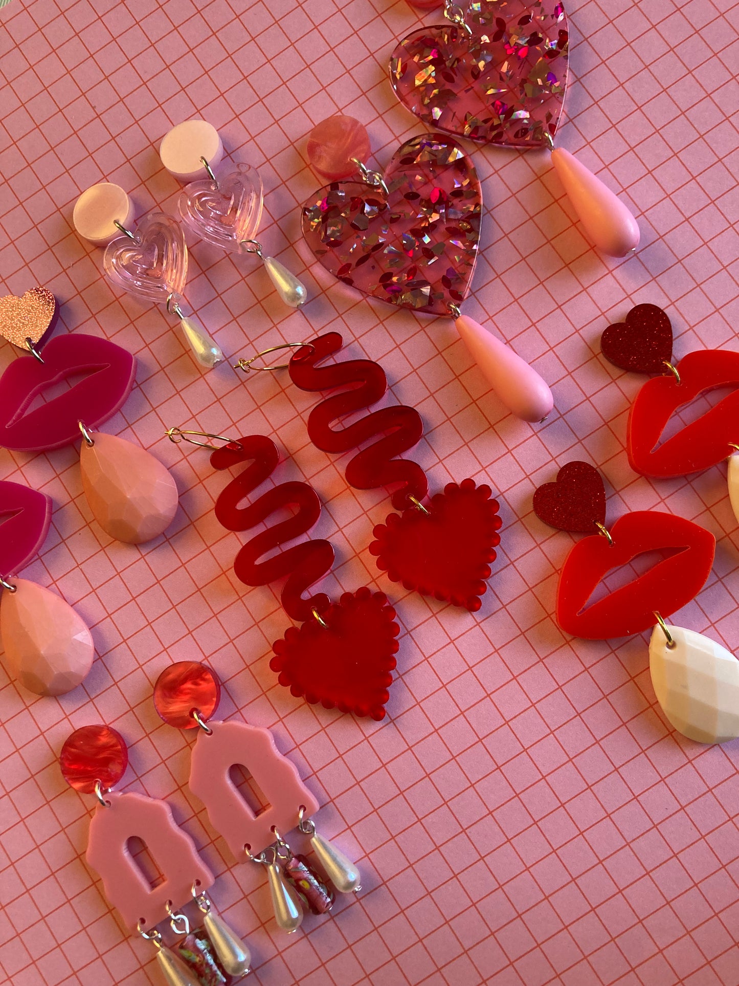 Squiggly Heart Acrylic Earrings