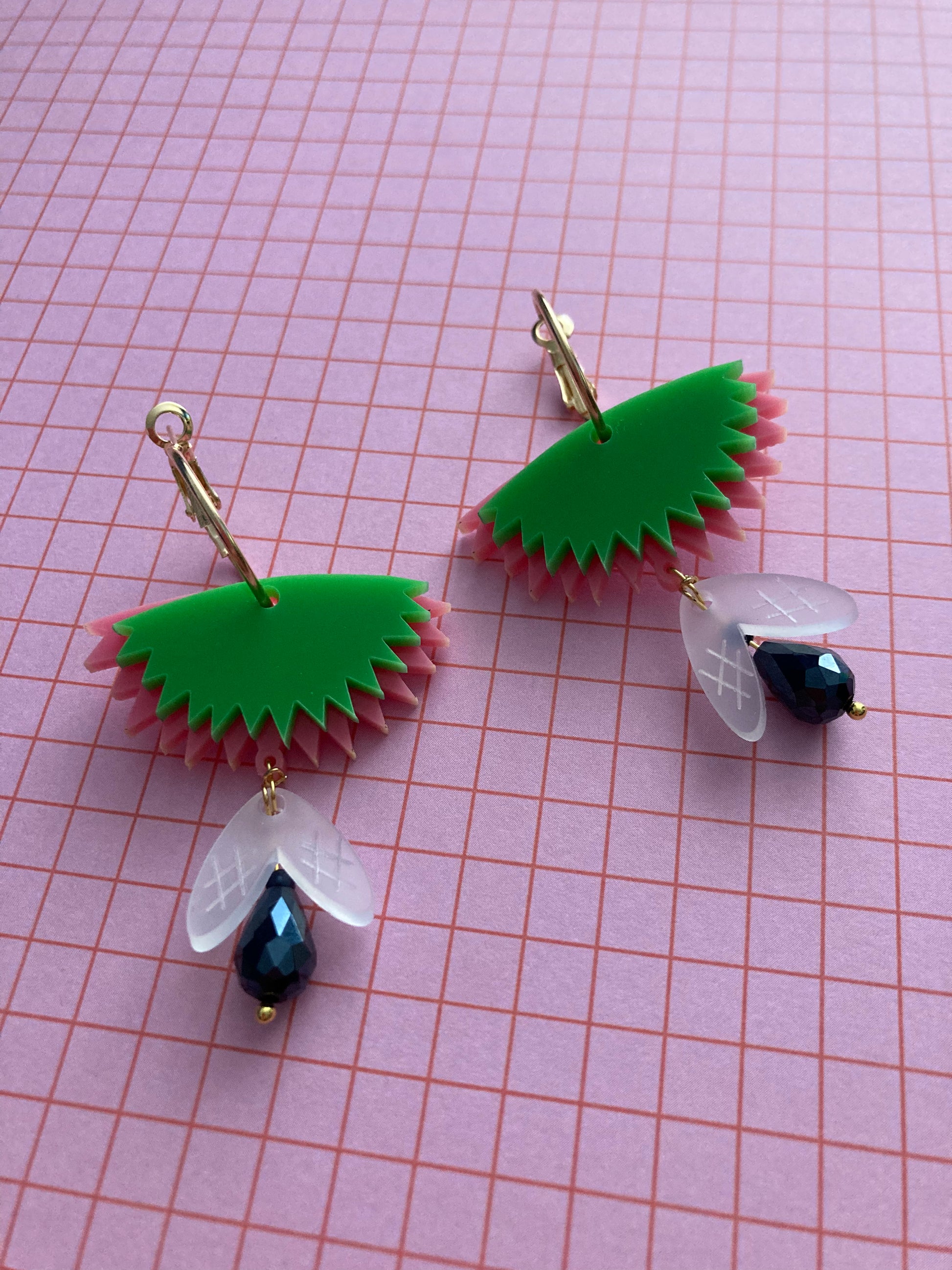 Fruit Fly Wing Earrings | Shrink Plastic Earrings | Hypoallergenic