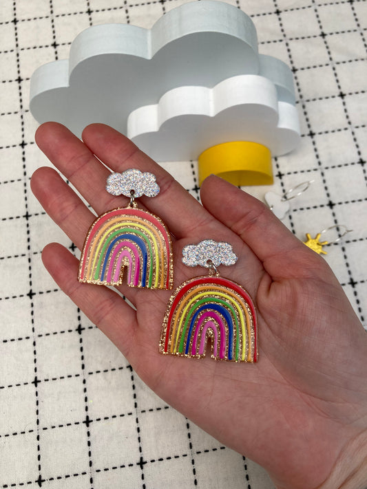 Glittery Rainbow Acetate Earrings