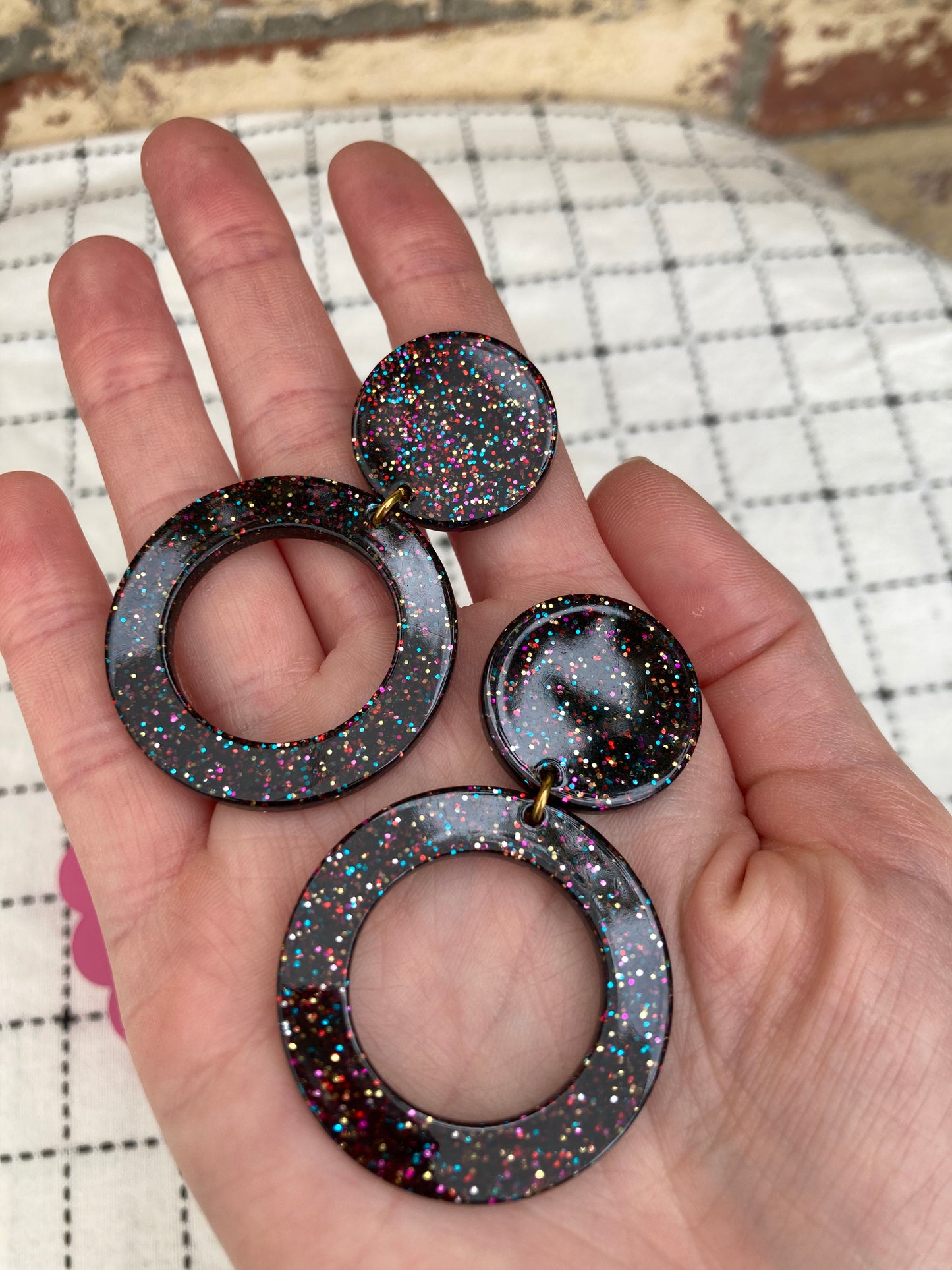 Disco Dots Glittery Acetate Earrings