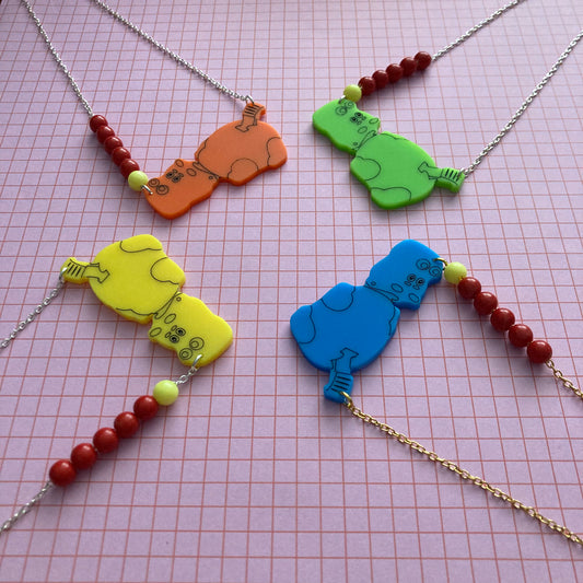 Hungry Hippo Retro Acrylic Necklaces