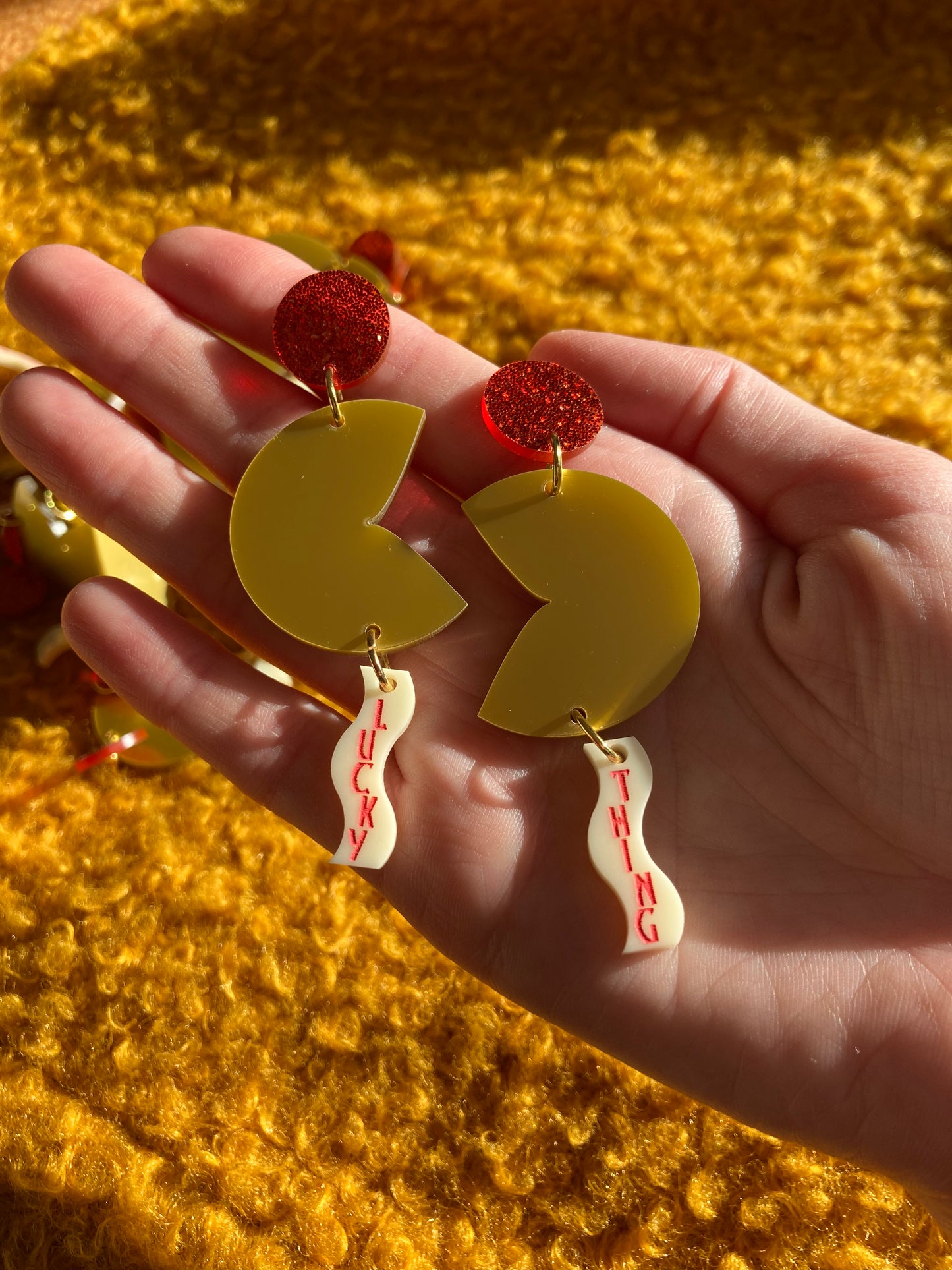 Lucky Thing Fortune Cookie Acrylic Earrings