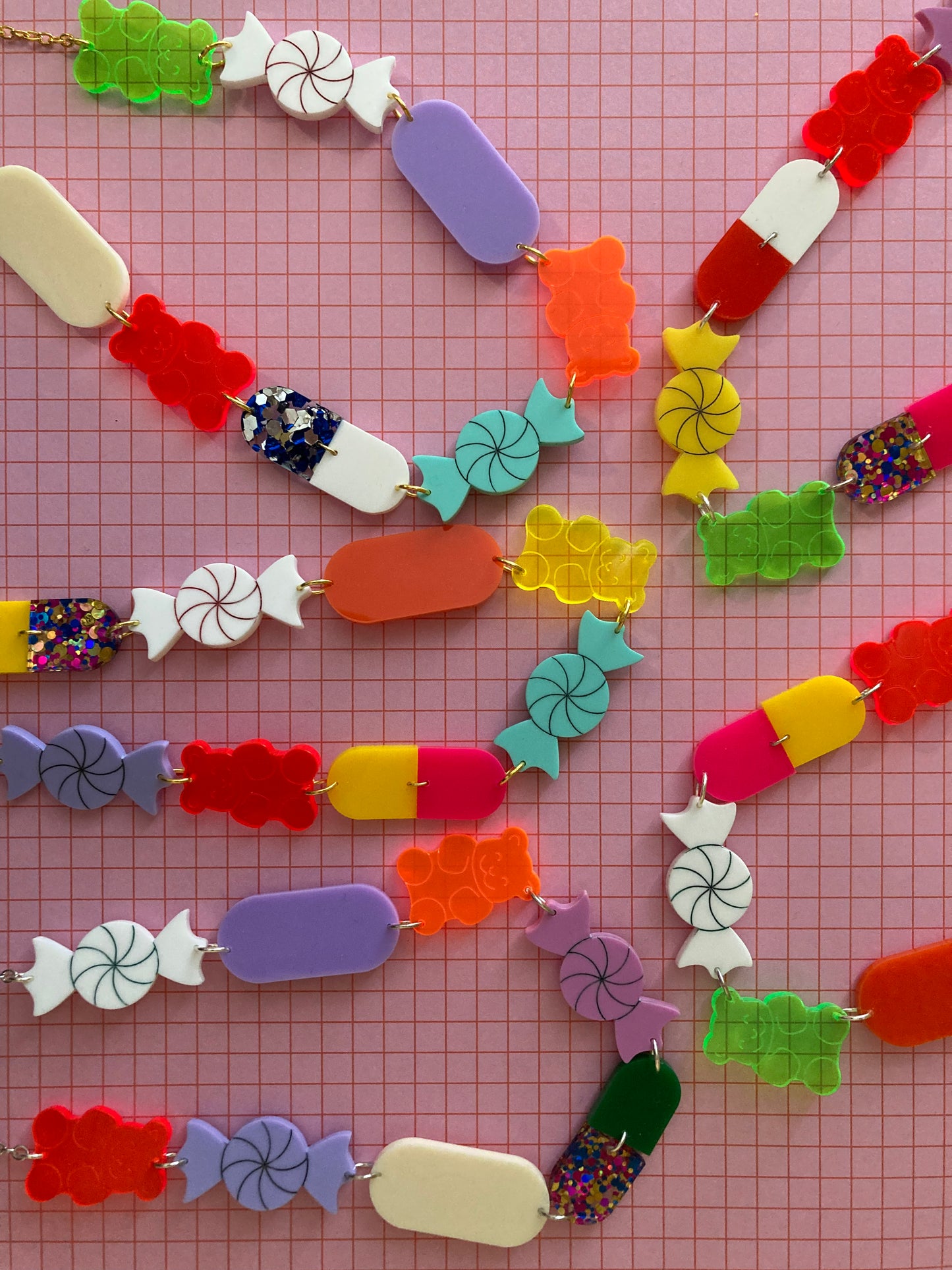 Large Candy Pill Acrylic Necklaces