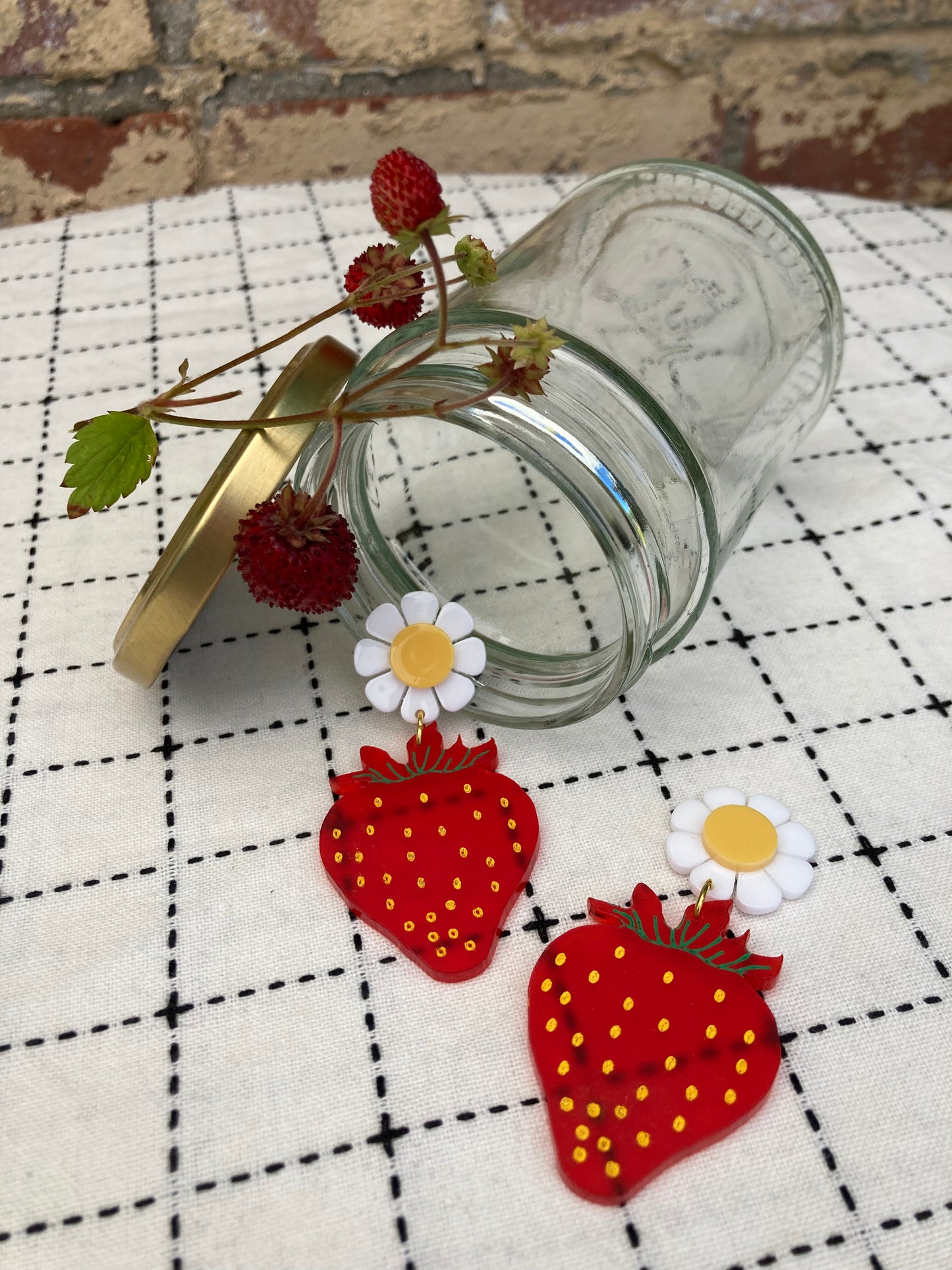 Strawberry Delight Frosted Acrylic Earrings
